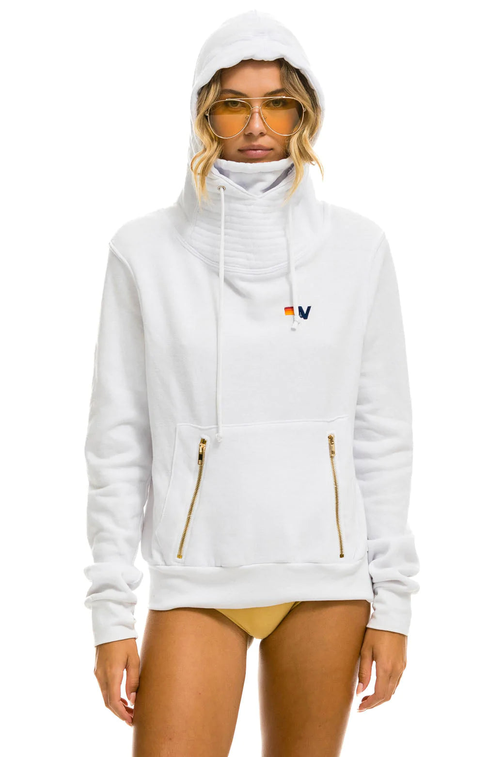 Relaxed And Casual Aviator Nation Women's Ninja Pullover Hoodie - White