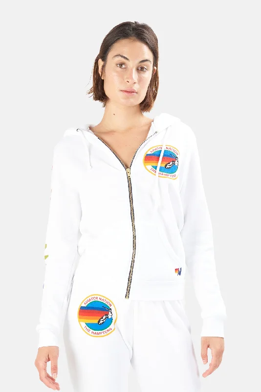 Fashion Selection Women's Hamptons Zip Hoodie White