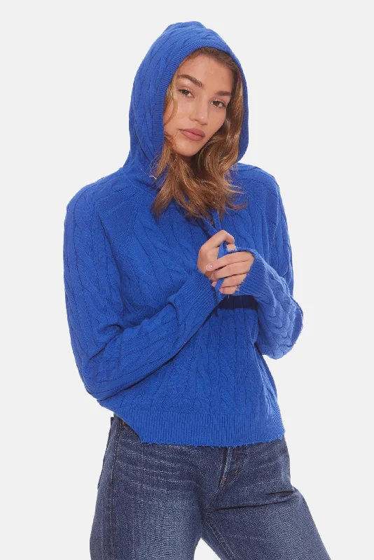 Comfortable And Cold-proof Clay Cable Hoodie Bright Blue