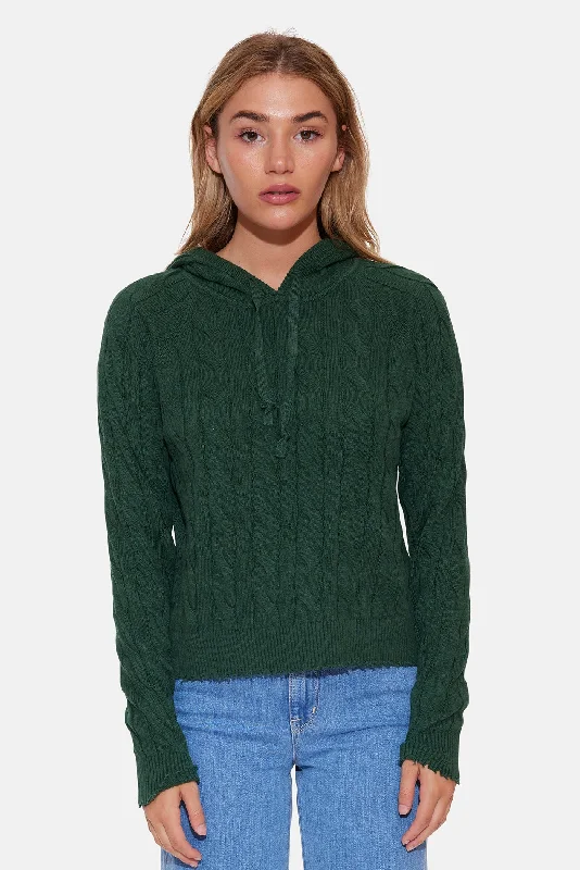 Elegant And Charming Clay Cable Hoodie Pine