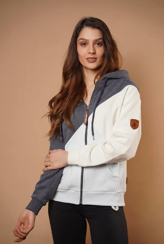 Embroidered Letters Chelif Navy Mix Full-Zip Hoodie
