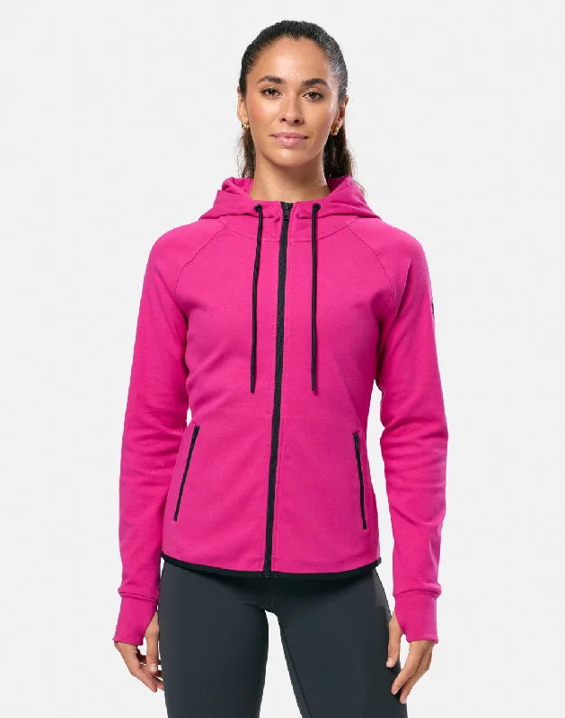 Light And Breathable Chill Patch Zip Hoodie in Electric Berry