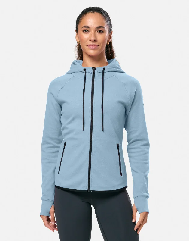 Urban Sense Chill Patch Zip Hoodie in Steel Blue