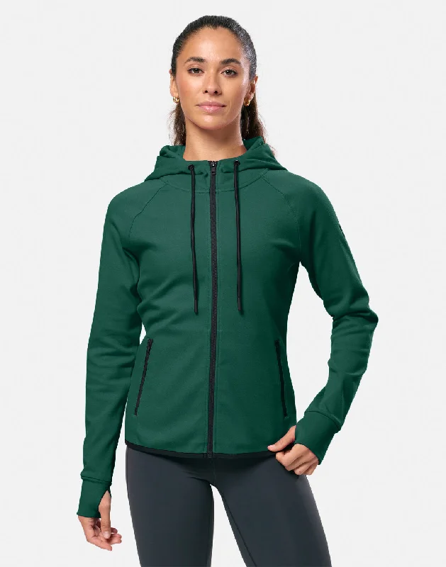 European And American Style Chill Patch Zip Hoodie in Willow Green