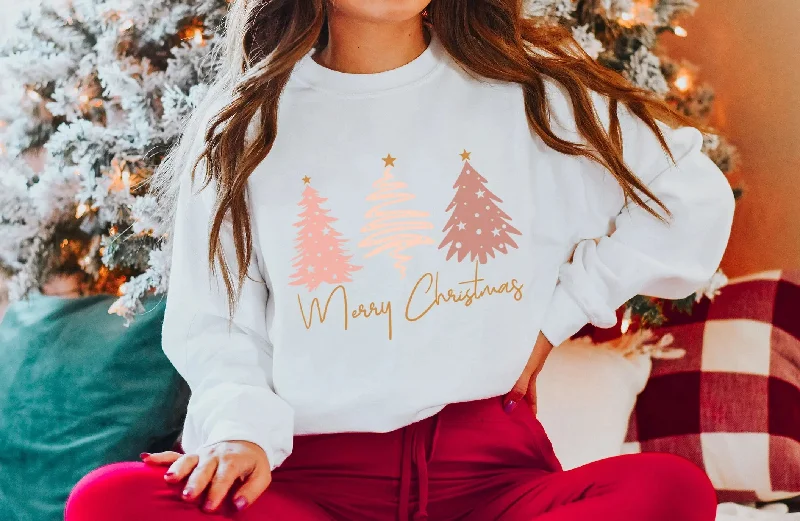 Fashion Classic Christmas Hoodie - Pink Tree Design