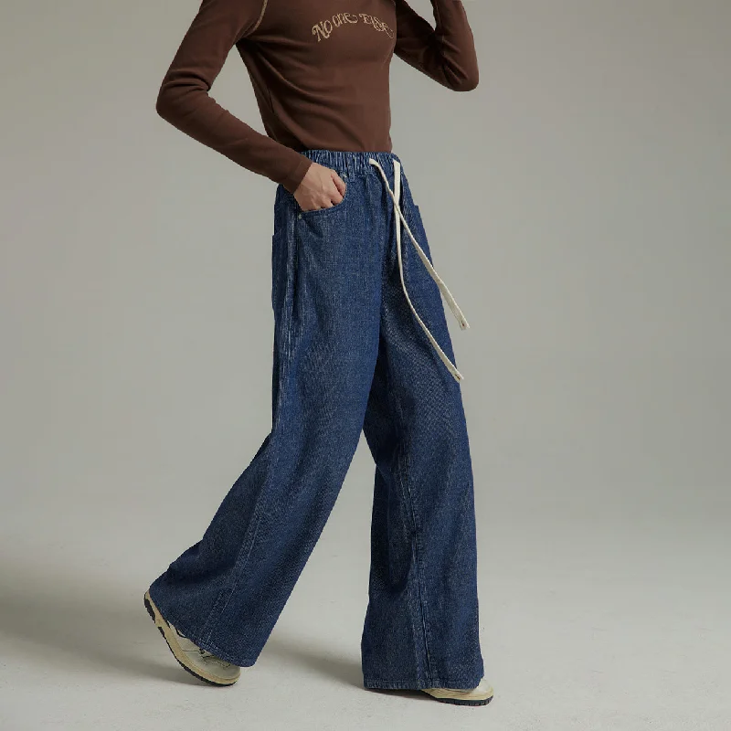 Affordable selection Drawstring Wide Denim Jeans