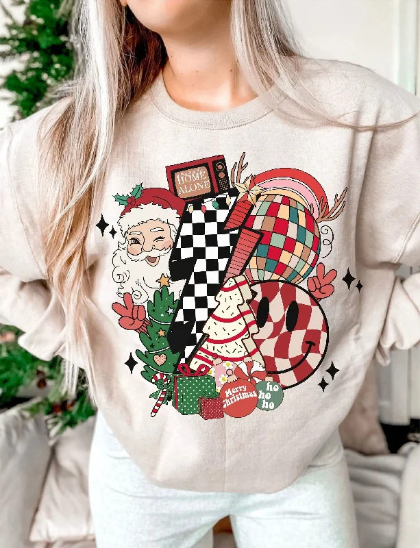 Avant-garde Design Cotton Santa Claus Funny Smiling Face Christmas Hoodie for Girls