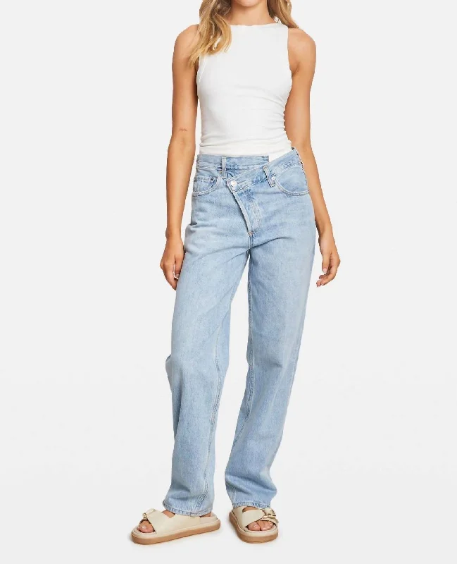 Relaxed Chic Criss Cross Jean In Suburbia