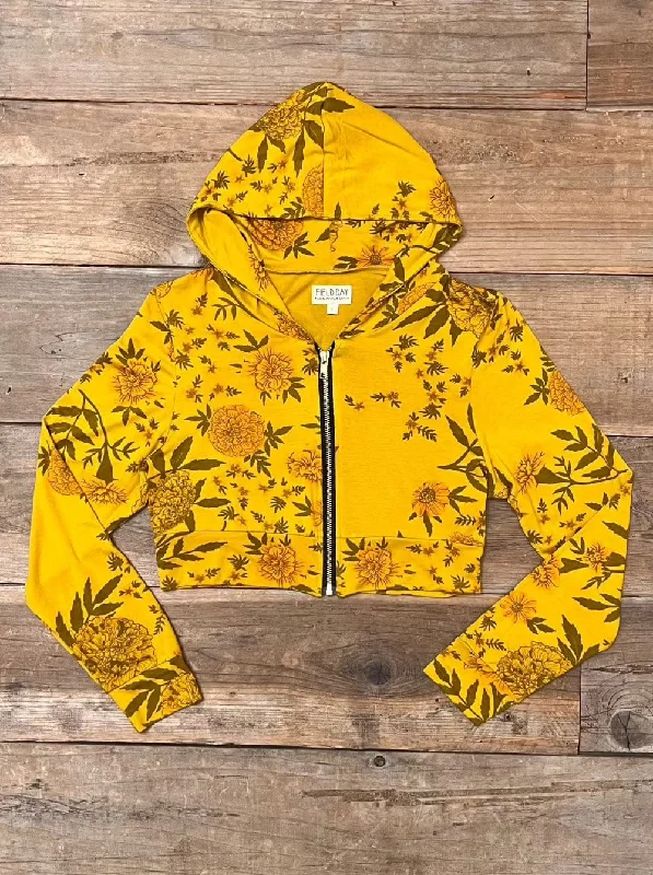 Slim Fit Cropped Hoodie In Sunshine Marigold