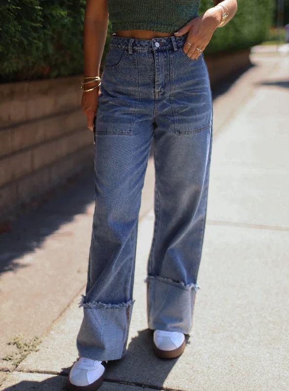 Customized Version Cuffing Season Wide Leg Denim