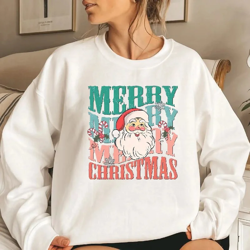 Creative Prints Cute Santa Christmas Hoodie for Girls