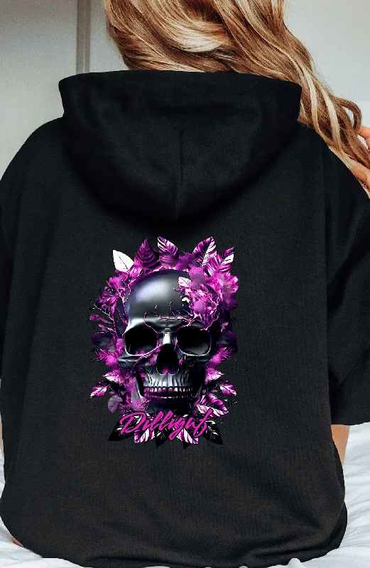 British Fashion Dark Purple Skull Pullover Hoodie