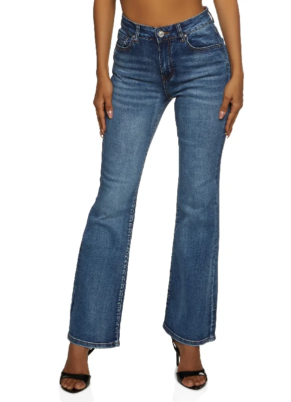 Retro Style WAX Acid Wash Boot Cut Jeans