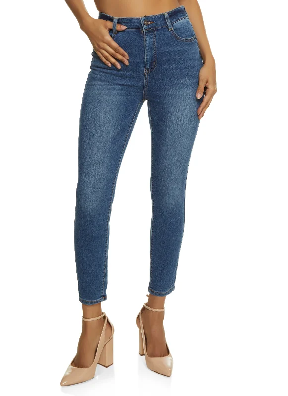 Warm Winter Series WAX Whiskered High Waist Skinny Ankle Jeans