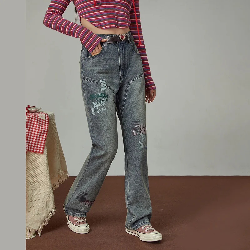 Literary Style Forever Is A Minute High Waist Boot Cut Denim Jeans