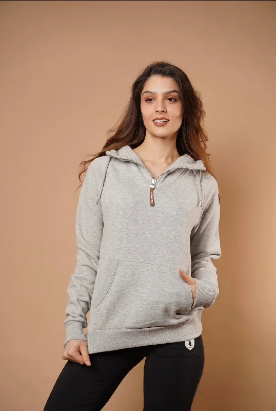 Classic Faith Half-Zip Hoodie in Light Heather Grey