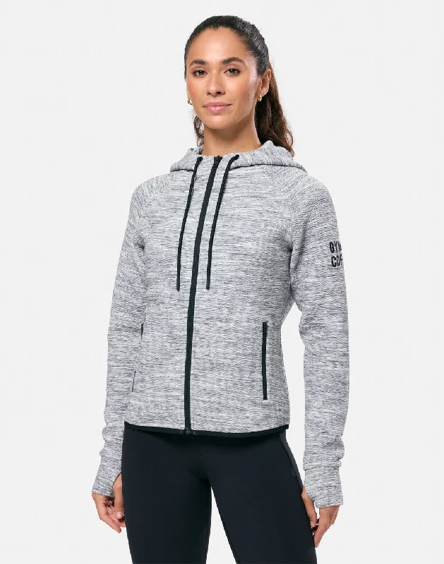 Feminine Charm Grey Fleck Zip Hoodie