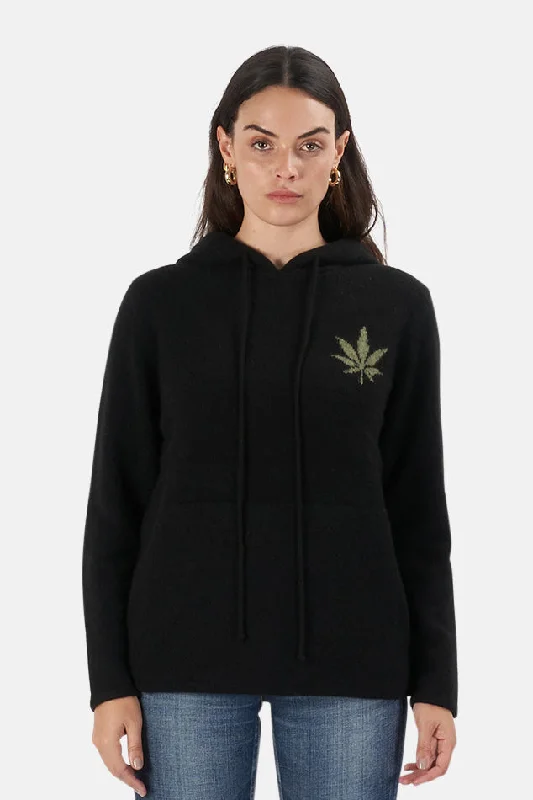 Classic Style x Blue&Cream Leaf Cashmere Hoodie Black/Green