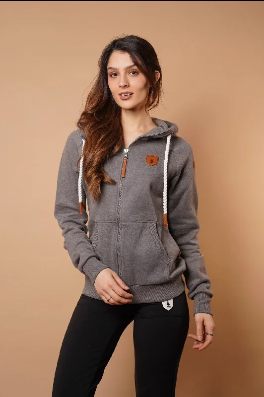 Slightly Flared Design Hera Ash Full-Zip Hoodie