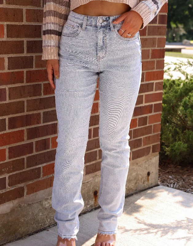 Elegant And Elegant High Rise Stretch Straight Denim