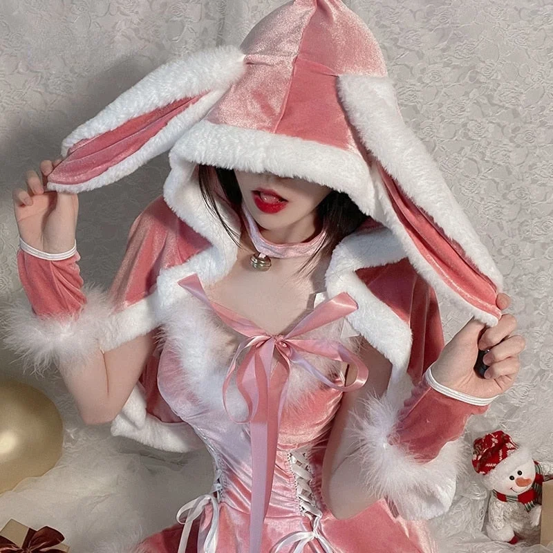 New Products Hooded Pink Christmas Bunny Set