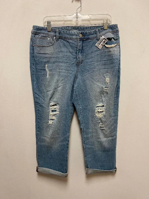High-quality Styles Jeans Cropped By Chicos In Blue Denim, Size: 14