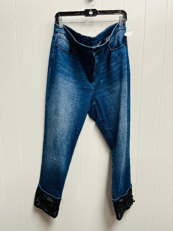 Luxury And Elegant Jeans Cropped By Chicos In Blue Denim, Size: L