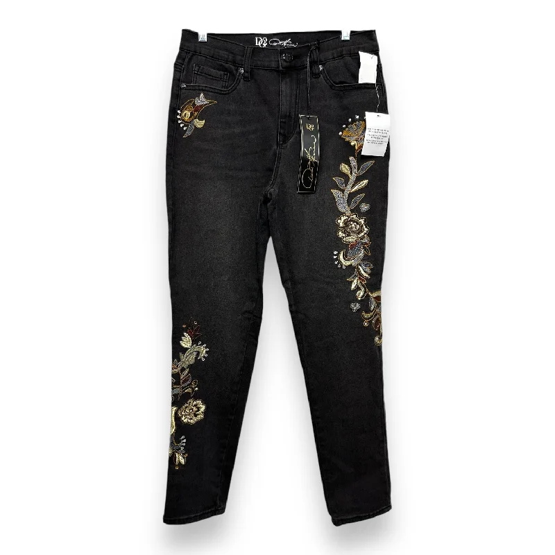 Elegant Classic Jeans Skinny By Diane Gilman In Black Denim, Size: 8