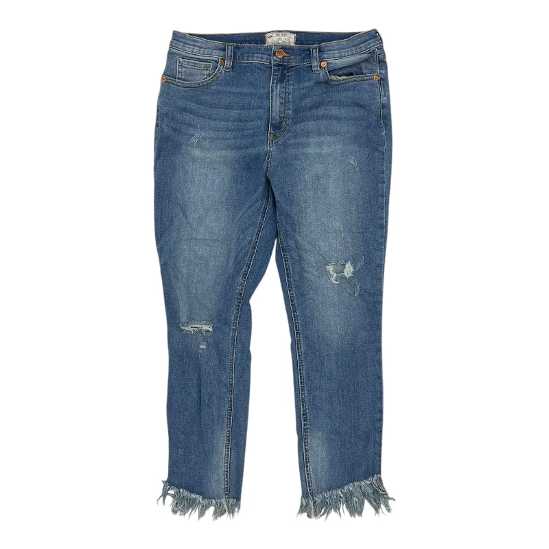 Party Wear Jeans Skinny By Free People In Blue Denim, Size:12