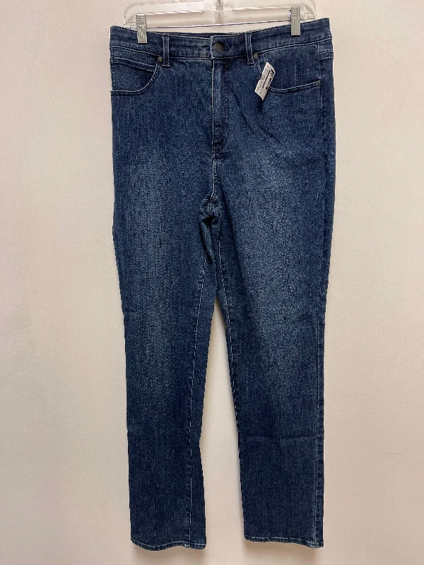 Printed pattern Jeans Straight By Talbots In Blue Denim, Size: 12