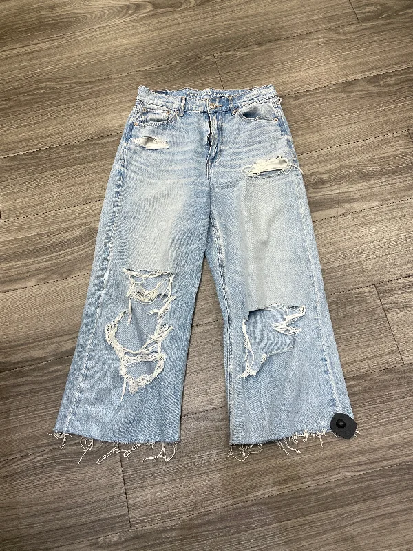 Retro Stripes Jeans Wide Leg By American Eagle In Blue, Size: 2