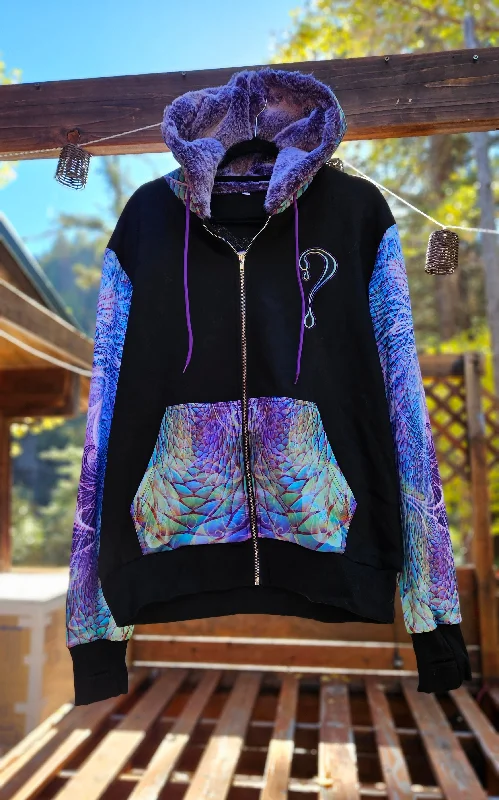Fashionable Inner Wear IN STOCK: XL Saphira Zip Up with Purple Faux Fur in the hood