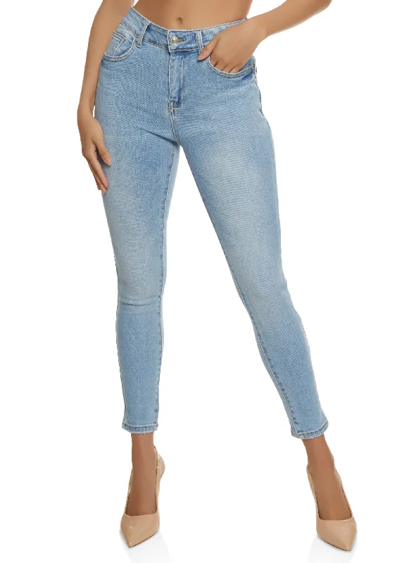 Avant-garde trend WAX Cropped High Rise Skinny Jeans