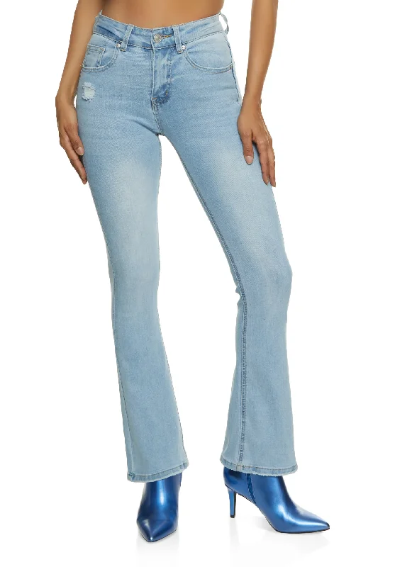 Elegant And Lazy WAX Whiskered High Waist Boot Cut Jeans