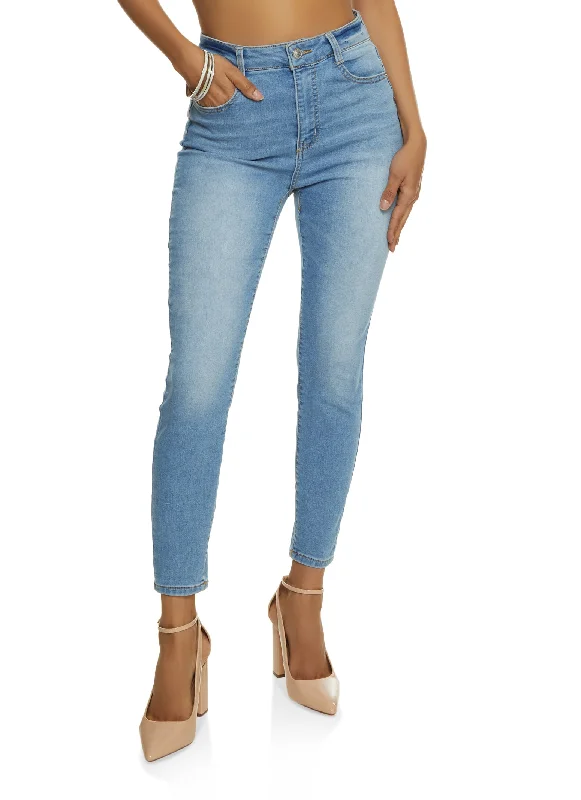 Slim Fit WAX Whiskered High Waist Skinny Ankle Jeans