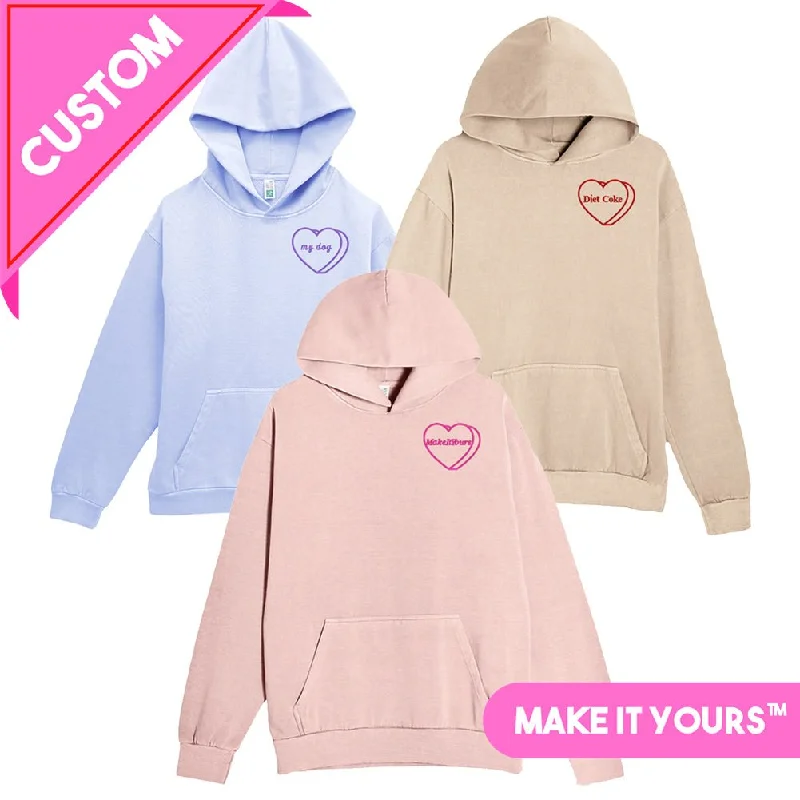 Slightly Flared Design Make It Yours™ 'Candy Heart' Embroidered Stringless Hoodie