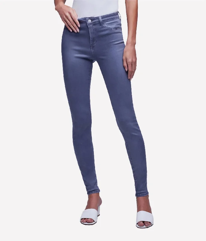Multifunctional Style Marguerite High Rise Skinny Jean In Gris Coated