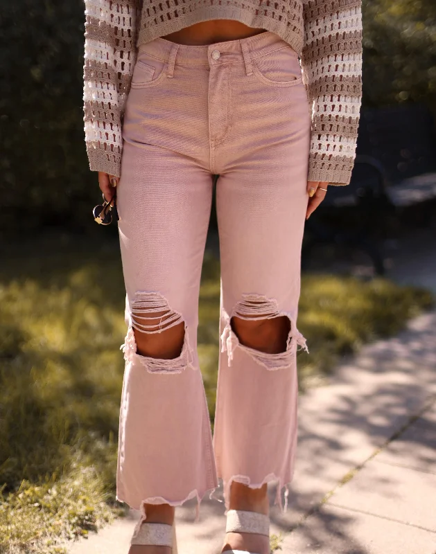 Sports litigation style Mauve Crop Flare Denim