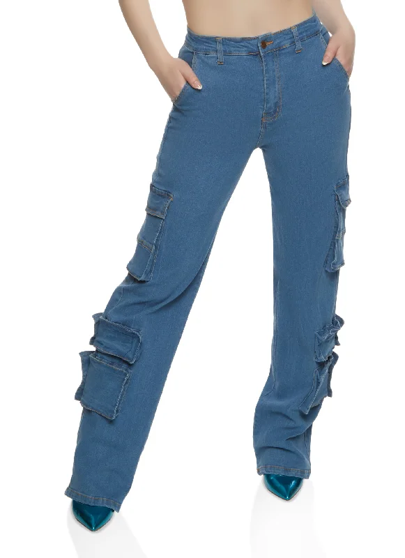Street Letter Style Denim Wide Leg Daisy Jeans