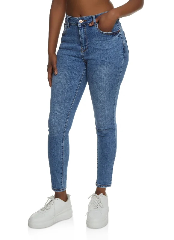 Fashionable and casual WAX Cropped High Rise Skinny Jeans