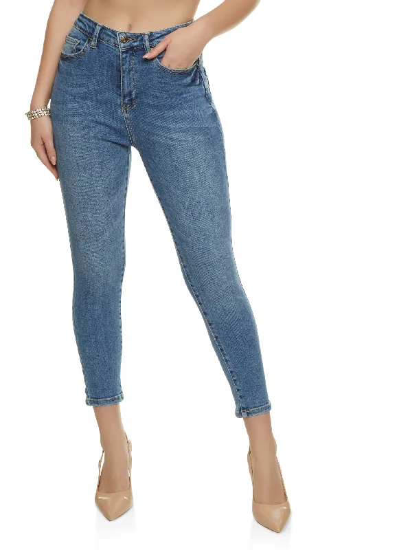 High-waisted pants style WAX Whiskered Cropped Skinny Jeans