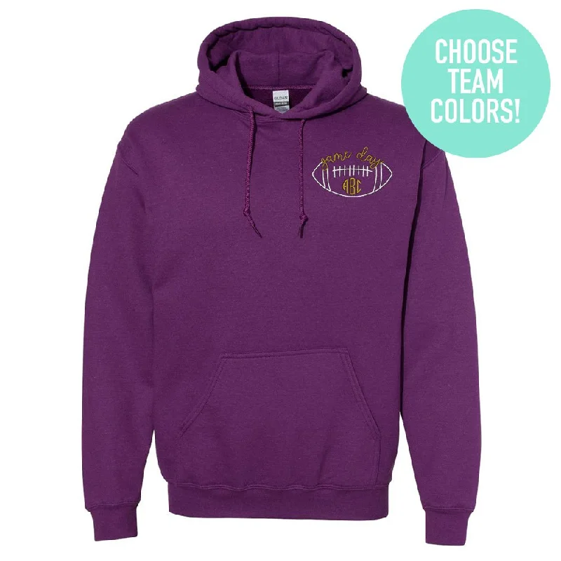 High-end Design Monogrammed Football Game Day Hoodie