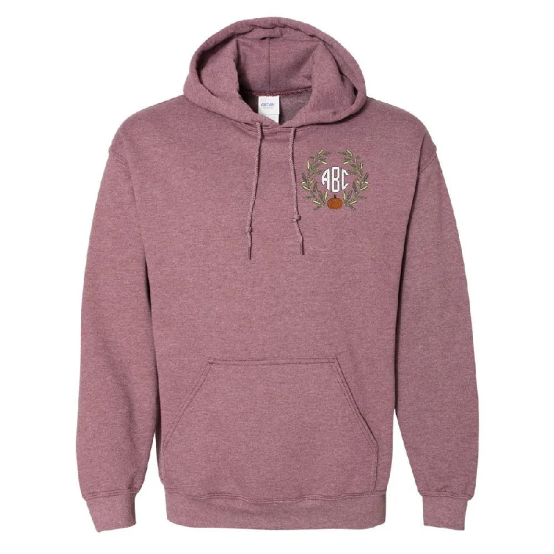 Unique Design Monogrammed Pumpkin Leaves Hoodie