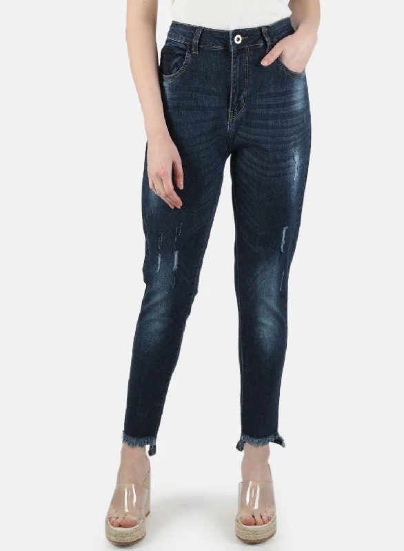 Women Navy Blue Slim Fit Denim