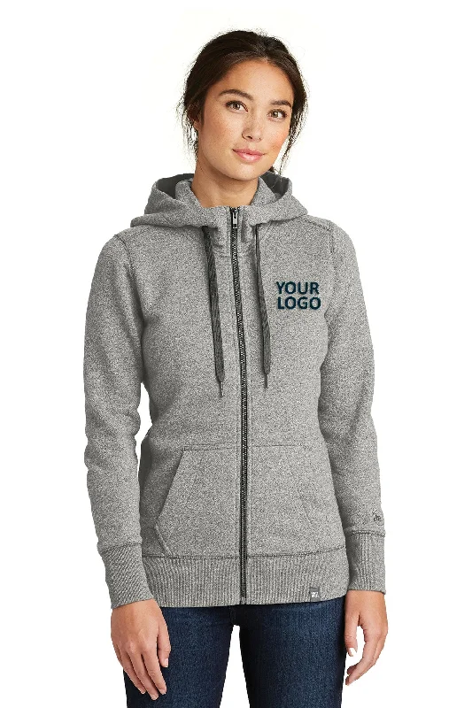 New Era Ladies French Terry Custom Zip Hoodies, Light Graphite Twist