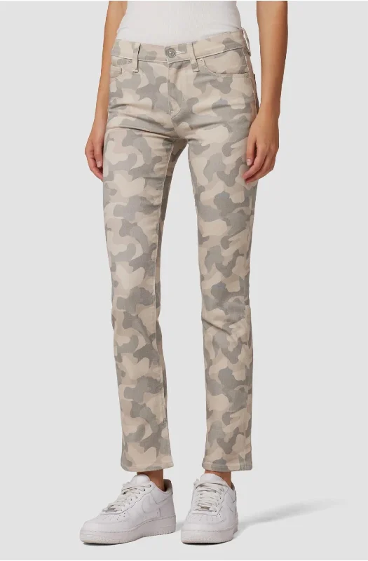 Retro Skirt Design Nico Mid-Rise Straight Jean In Peyote Camo