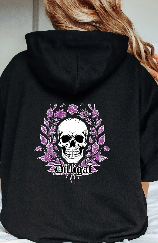 Exquisite Fabrics Purple Vine Skull Pullover Hoodie