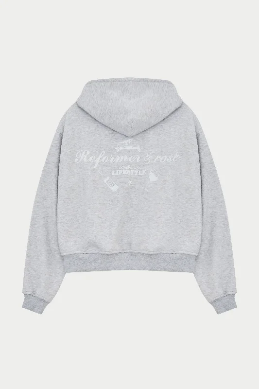 Carefree Style REFORMER & ROSE ZIP THROUGH HOODIE - GREY MARL