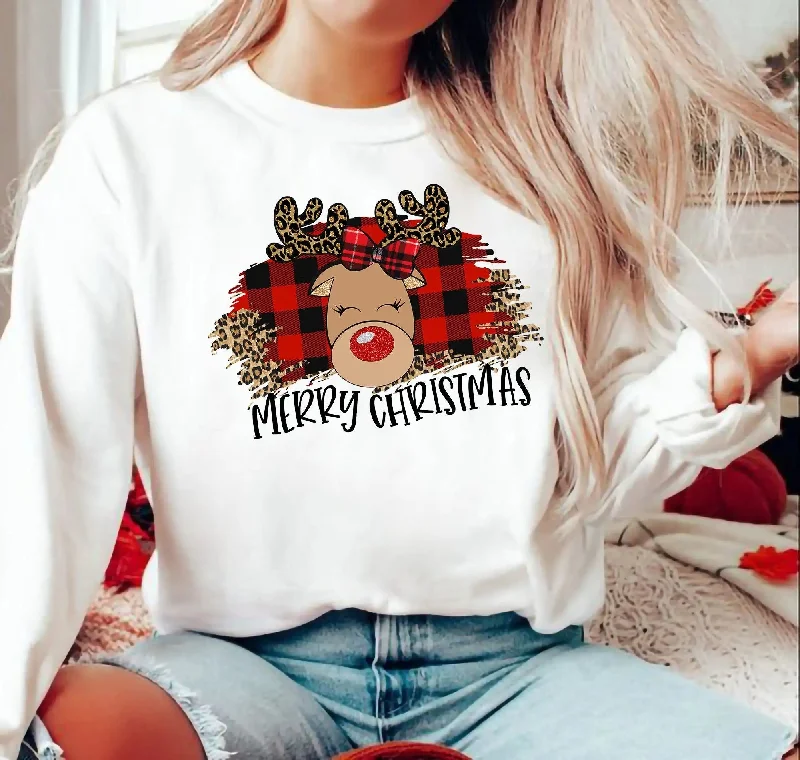 Breathable Design Reindeer Christmas Hoodie for Girls