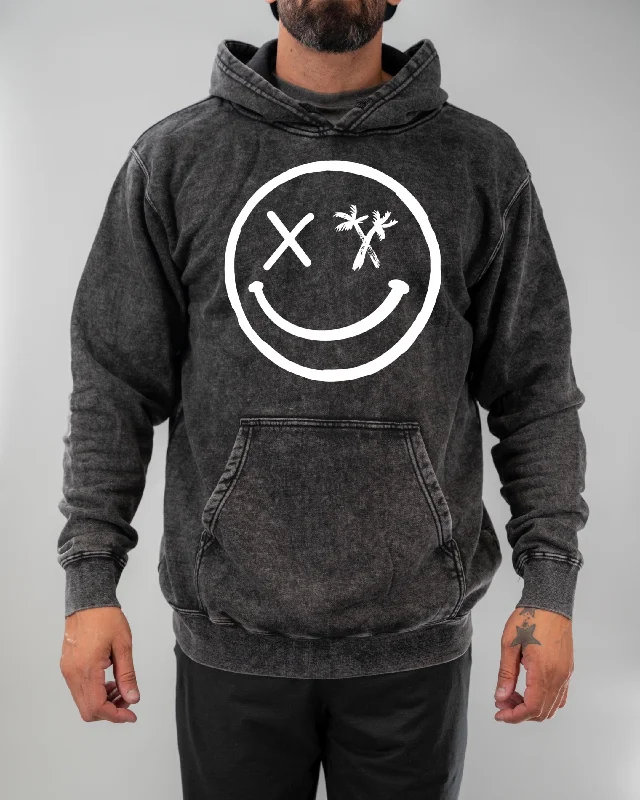 Salty Savage Unisex “Spliced Smile” Mineral Wash Hoodie